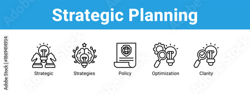 Strategic Planning web banner icon vector illustration concept ,  with icon of Strategic, Strategies, Policy.