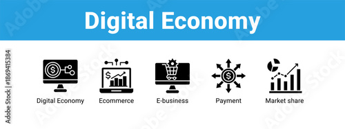 Digital Economy web banner icon vector illustration concept ,  with icon of Digital Economy, Ecommerce, E-business, Payment.
