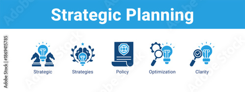 Strategic Planning web banner icon vector illustration concept ,  with icon of Strategic, Strategies, Policy.