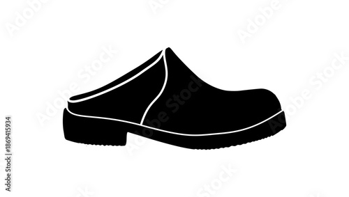 Leather mules, black isolated silhouette