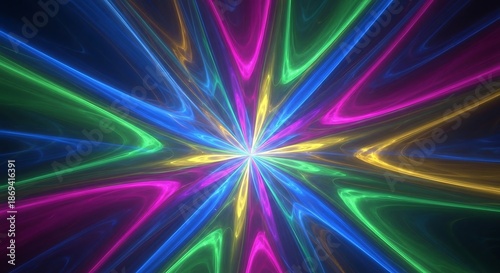 Bursts of colorful energy radiate outward