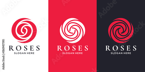 Circular rose logo design with swirls