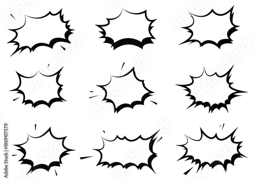 Zap boom bang explode comic speech art dialogue with superhero victory action pop art blast set, retro cartoon explosion bubbles, fun vector illustration banner frame design on white background vector