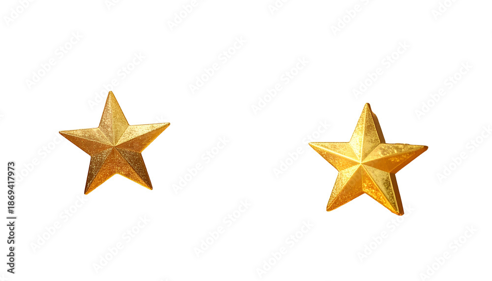 Obraz premium Two golden five-pointed stars glittering against a solid black backdrop