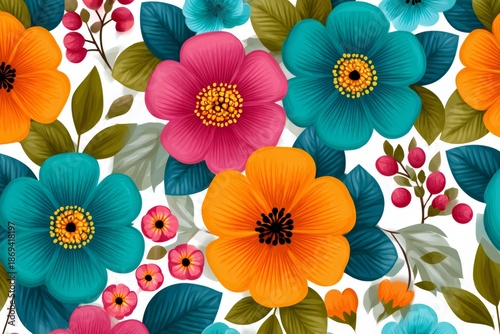 Seamless floral pattern vibrant spring botanical design