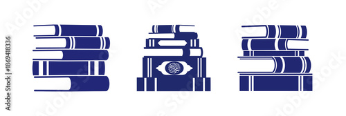 Conceptual illustration of stacked books, symbolizing knowledge acquisition, deep learning, and intellectual pursuit, with an abstract eye motif representing insight and wisdom