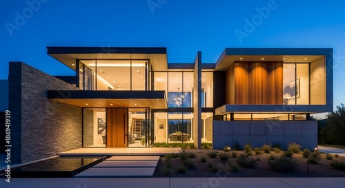 Contemporary homes illuminated modern design at dusk