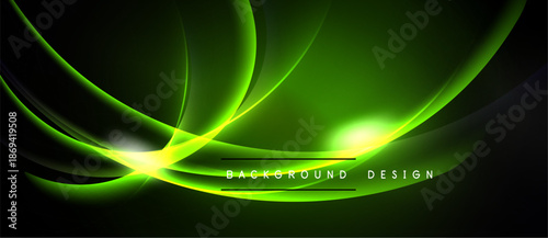 Abstract green energy flow. Dynamic curves create luminous visual impact. Modern design element for digital projects.