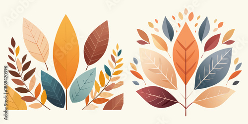 Seamless pattern illustration of a nature background featuring a vector set of orange and yellow autumn maple and oak leaves for seasonal fall foliage design