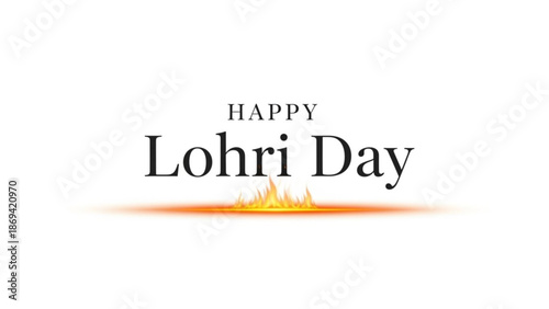 Happy lohri day festival celebration with bonfire and traditional punjabi text on white background with Punjabi festival and Cultural and Holiday