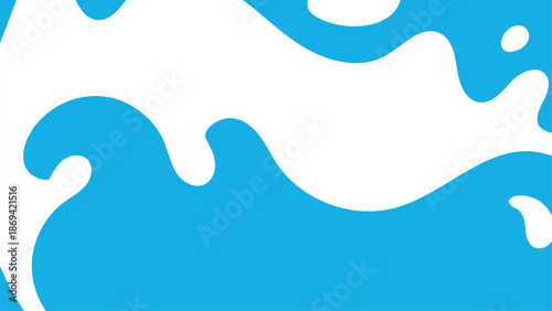 White milk splash curves upward across a blue background, forming a smooth liquid illustration, flowing shapes ideal for food marketing backgrounds, packaging design, education visuals, dairy branding