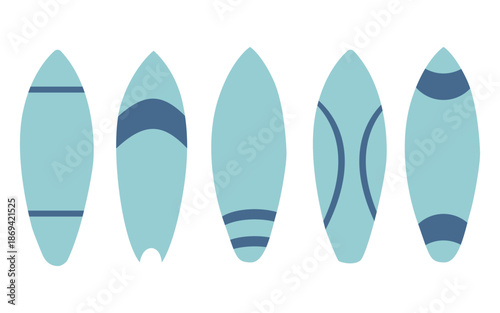 Colorful Summer Surfboards Icon Set in Watercolor Style with Vibrant Beach Vibes
