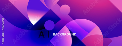 Abstract gradients form overlapping circles, creating vibrant visual texture. Pink, purple hues dominate composition. Text reads AI BACKGROUND.