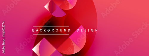 Abstract pink, red gradients form dynamic shapes. Text reads background design centered within composition. Modern visual element.