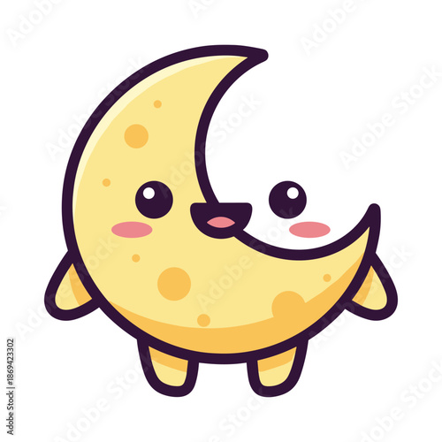 Adorable Cartoon Moon Character Illustration