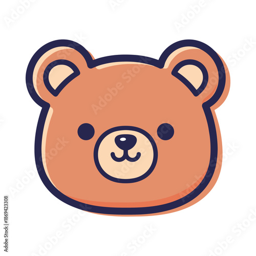 Cute Cartoon Bear Face Illustration
