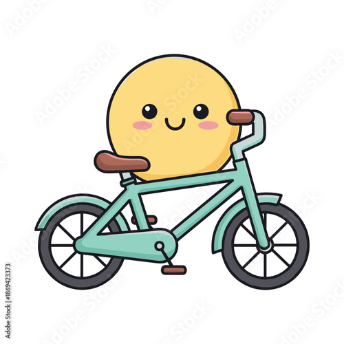 Smiling Yellow Emoji Riding a Bicycle Illustration