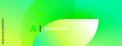 Gradient background features vibrant green, yellow hues. Text reads AI BACKGROUND. Minimalist design, smooth transitions present.