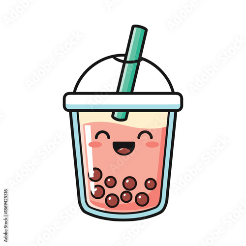 Adorable Cartoon Bubble Tea Illustration
