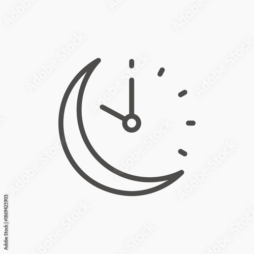 Sleeping time icon. filled flat sign for mobile concept and web design. Moon clock icon symbol, logo 