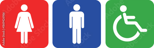 カラー　トイレピクトグラム　ベクターイラスト素材　背景あり