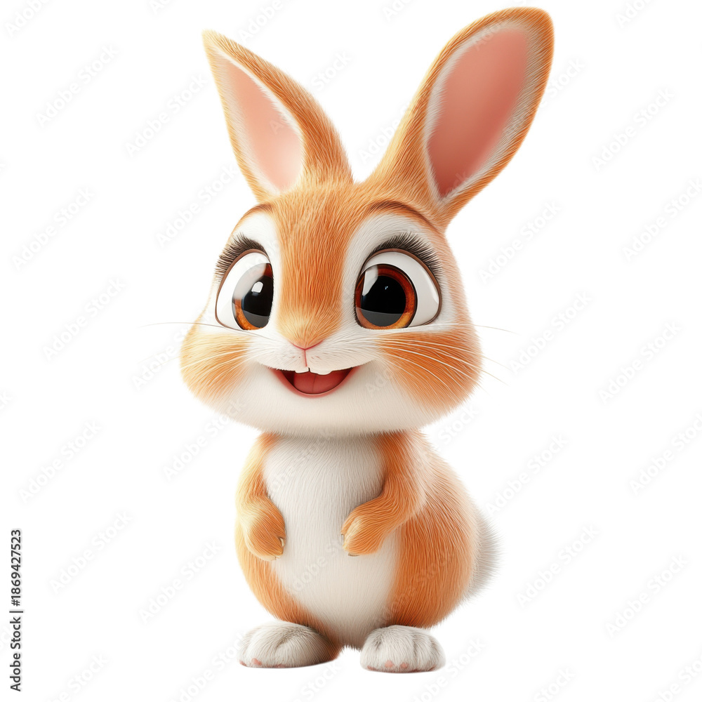 Fototapeta premium Cartoon rabbit character on transparent background