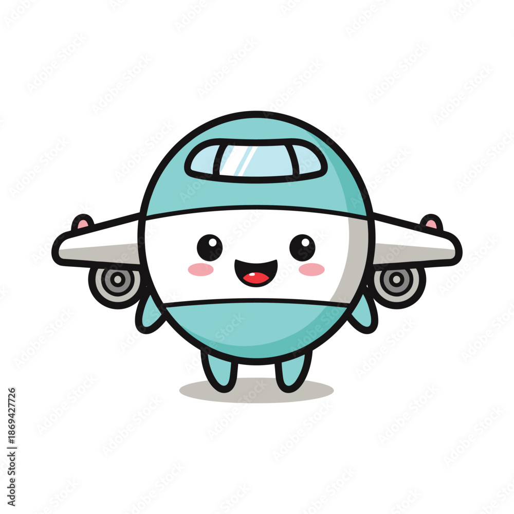 Fototapeta premium Adorable Cartoon Plane Illustration for Travel and Aviation