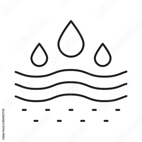 Skin moisturizing icon linear vector design absorption bubbles dermatology symbol water level epidermis beauty care outline illustration element