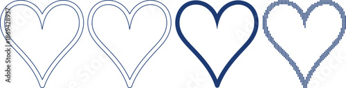 Heart outline icons for love and valentine on transparent background