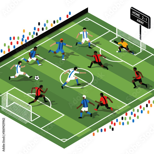 Soccer Players on Green Football Field.