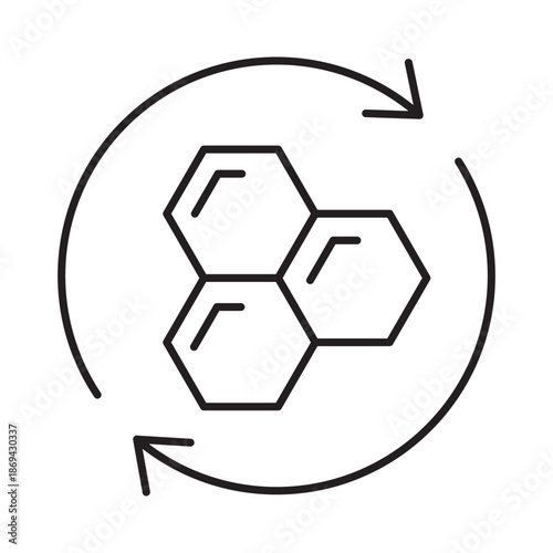 Honeycomb structure icon linear vector design hexagon cell dermatology symbol skin molecular bond beauty outline illustration element