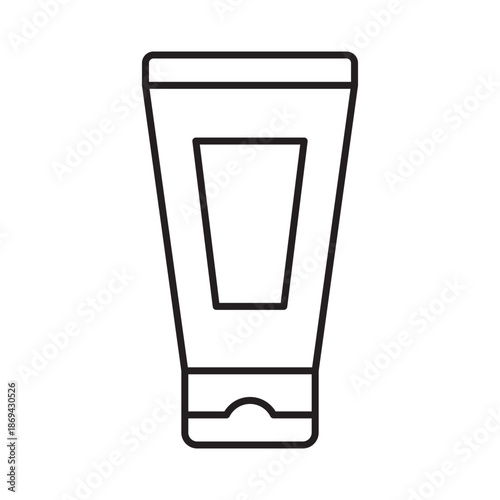Cosmetic cream tube icon linear vector design lotion squeeze container dermatology symbol hand moisturizer gel packaging beauty outline illustration