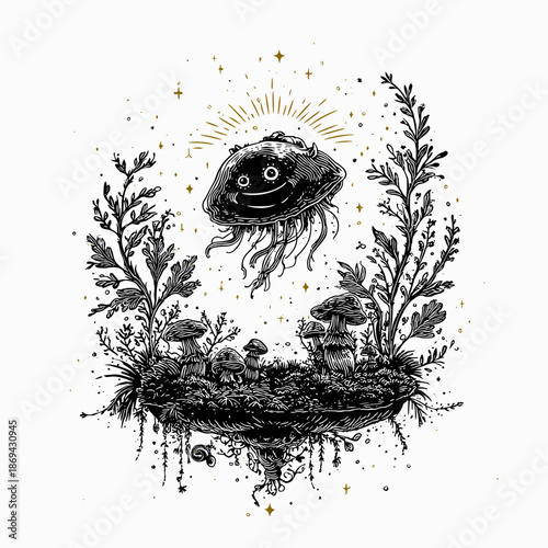 Whimsical Oceanic Flora and Fauna Illustration