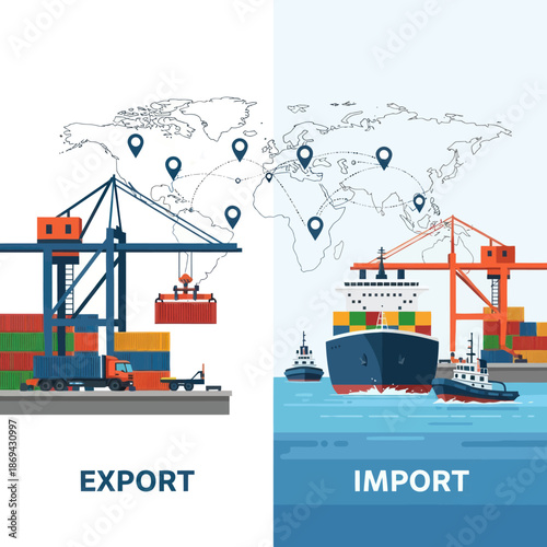 Global Trade Shipping Containers Export Import.