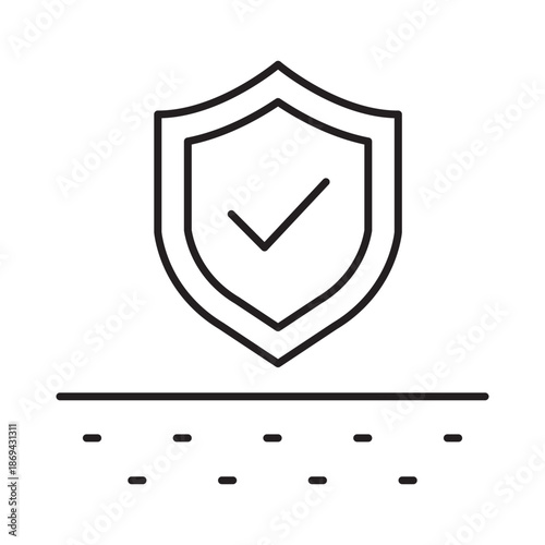 Skin protection shield icon linear vector design defense barrier dermatology symbol bacterial safety security guard beauty outline illustration element