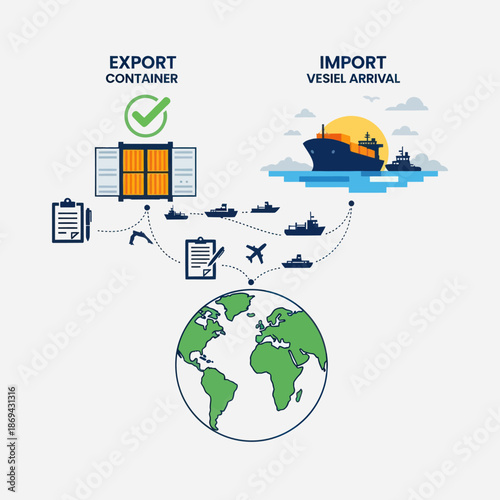 Global Trade Logistics Shipping Container Import Export.