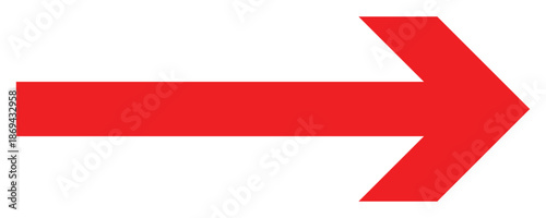 Rightward red long arrow illustration. Red arrow pointing right. Long arrows icon set. Vector set of trendy long arrows right in flat style. 