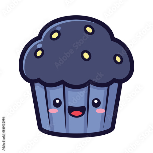 Cute Cartoon Blueberry Muffin Illustration