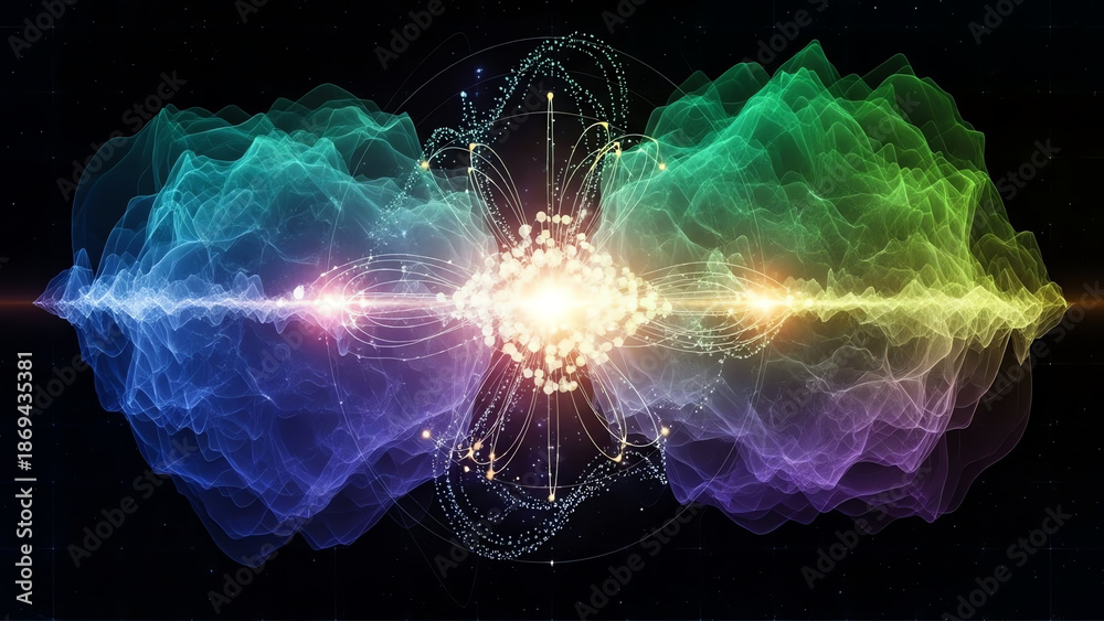 Fototapeta premium Central Light Burst with Rainbow Wave