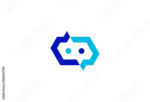 Initial Letter CR chat robot assistant  Logo, abstract letter CR forming A Robot Virtual Assistant, vector illustration