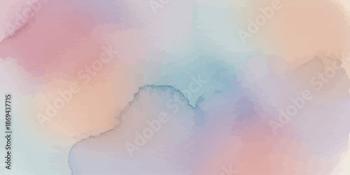 Soft Pastel Watercolor Abstract Background Vector Muted Blended Wash Texture in Pink Blue and Lavender for Elegant Design