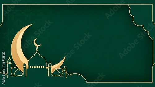 Islamic Ramadan Festival Crescent Moon And Mosque Islamic Cultural Background