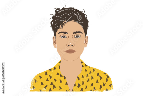 Business headshot of non binary person isolated illustration