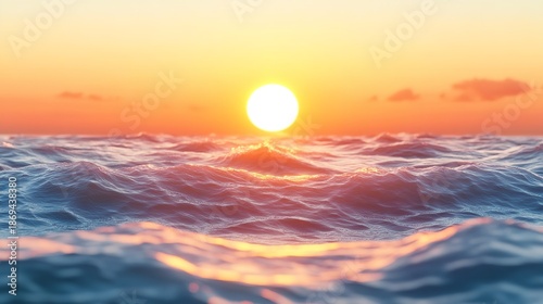 Ocean Waves at Sunrise with Golden Light