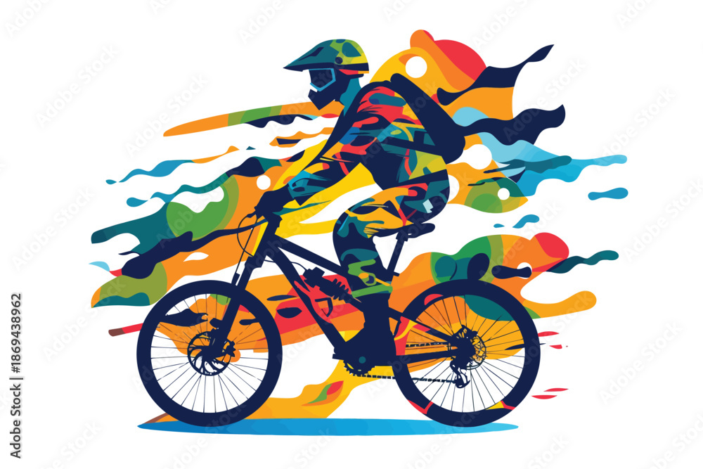 Obraz premium soldier person riding bicycle isolated illustration
