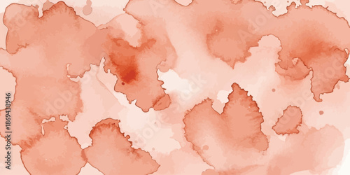Warm Peach Terracotta Watercolor Wash Abstract Vector Background Artistic Paint Splatter Texture