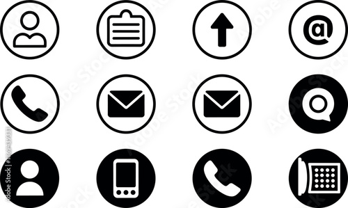 Set of simple black and white communication icons