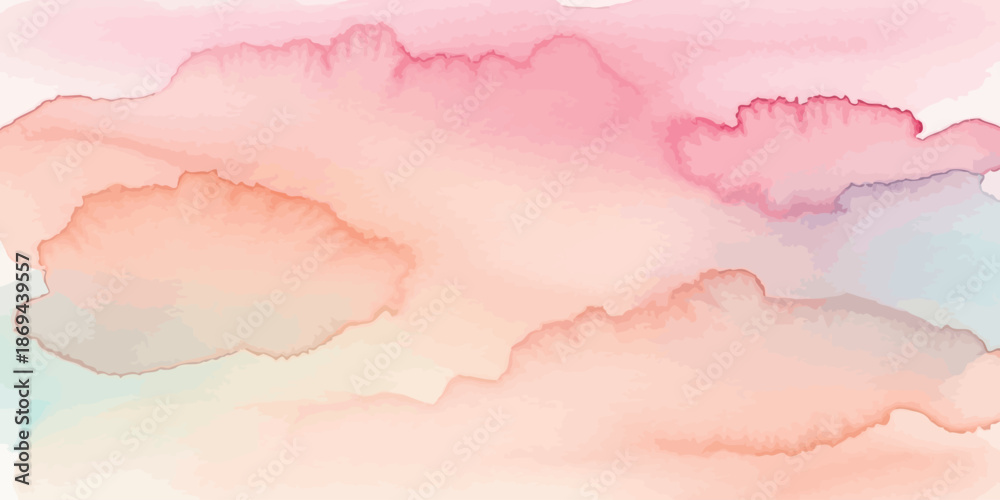 Fototapeta premium Pastel Pink and Peach Watercolor Abstract Background Texture Vector Wash