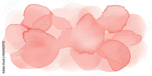 Abstract delicate coral pink watercolor stain banner background Organic blush art wash texture design element