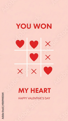 You Won My Heart Valentine's Day Tic-Tac-Toe Graphic